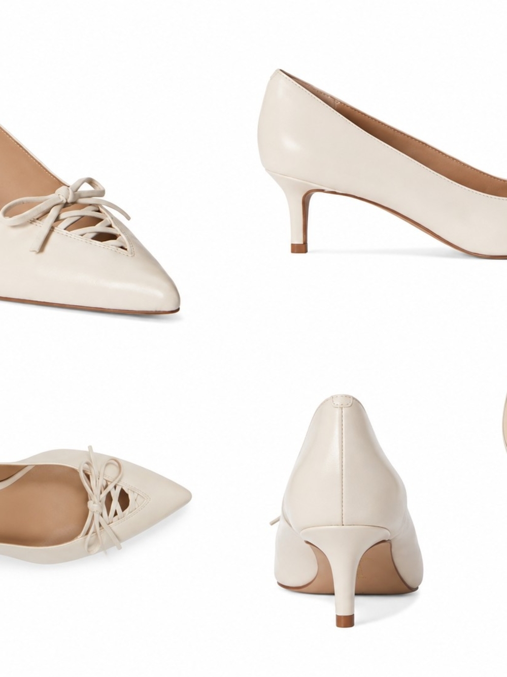 Ralph Lauren Adrieenne Lace-up Leather Pointed Toe Pumps in Ivory